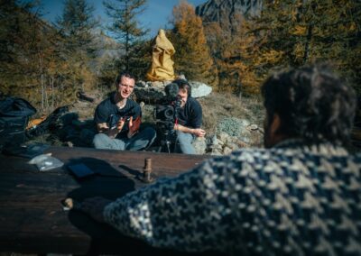 Pavel Klement and Adam Ondra shooting interview with Andrea Giorda in Valle di Orco.